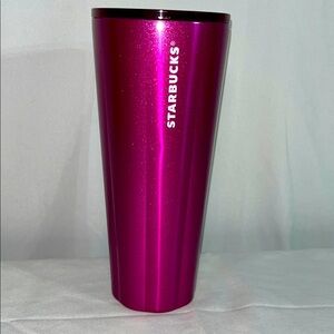Starbucks magenta 24 ounce Tumblr with the SIREN Starbucks trademark logo